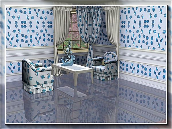 Sims 3 — marcorse_blue seashells pattern by marcorse — A small-scale allover repeat pattern featuring blue seashells