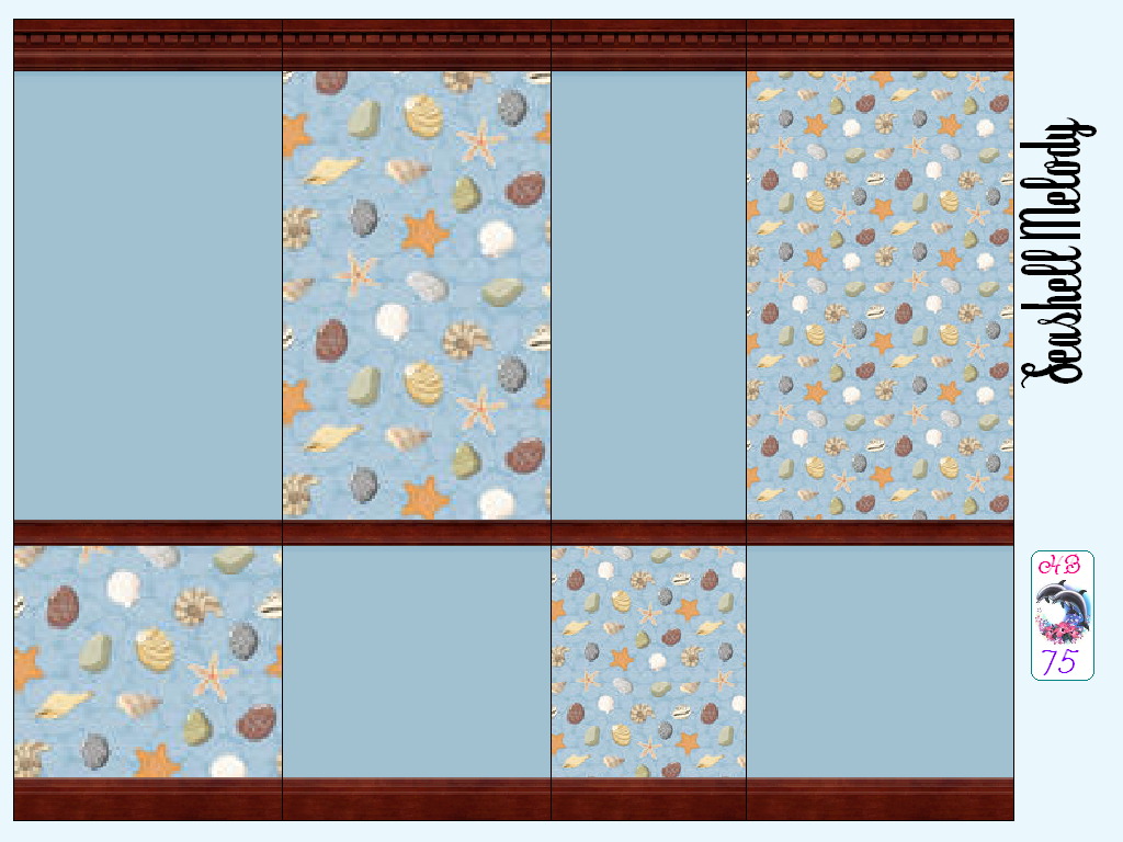 Sims 2 — SeashellMelody HB75 ShallowBlue PAPERS by hiedibear75 — Seashell Melody by hiedibear75. A large set of walls