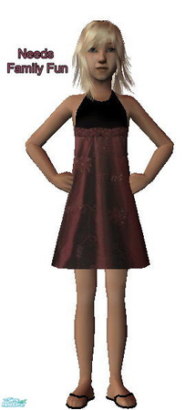 Sims 2 — Girls Formal - Halter dress by kollens — Black & Marooner embroidered halter dress