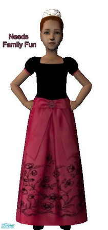 Sims 2 — Girls Formal  - Black & Pink by kollens — Black & Pink formal girls gown with black floral overlay