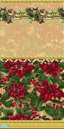 Sims 2 — Victorian Poinsettia - wallpaper 04 by perelinka — Christmas wallpaper with \"Merry Christmas\"
