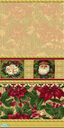 Sims 2 — Victorian Poinsettia - wallpaper 03 by perelinka — Christmas wallpaper with Santas\' stripe (center).