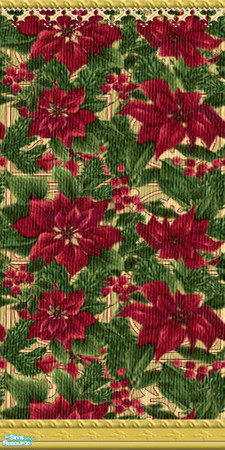 Sims 2 — Victorian Poinsettia - wallpaper 01 by perelinka — Christmas basic wallpaper with big poinsettias finished with
