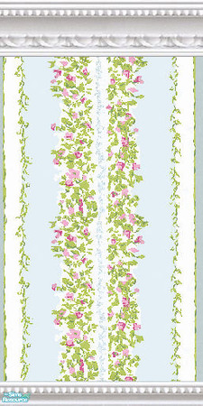 Sims 2 — jsf2WMBGRAquaFloral by jsf — White marble beaded mouldings hold pink floral vines, both a lighter and darker