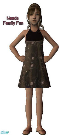 Sims 2 — Girls Formal - Brown floral by kollens — This brown floral halter dress can be used as an Formal dress too.