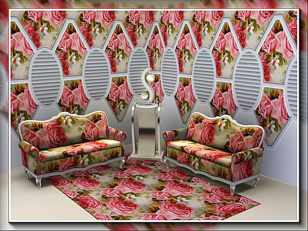 Sims 3 — marcorse_rose gallery pattern by marcorse — Beautiful full-blown pink roses and tiny white daisies make up this