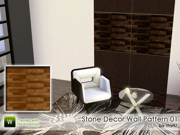 Sims 3 — Stone Decor Wall Pattern 01 by tifaff72 — Realistic stone wall patterns set. Fully recolorable. Please don't
