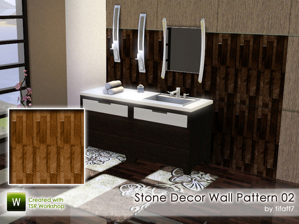 Sims 3 — Stone Decor Wall Pattern 02 by tifaff72 — Realistic stone wall patterns set. Fully recolorable. Please don't