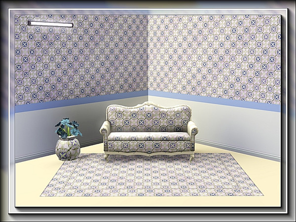 Sims 3 — marcorse_retro floral cross pattern by marcorse — A blue and white, flower and cross pattern in a retro design.
