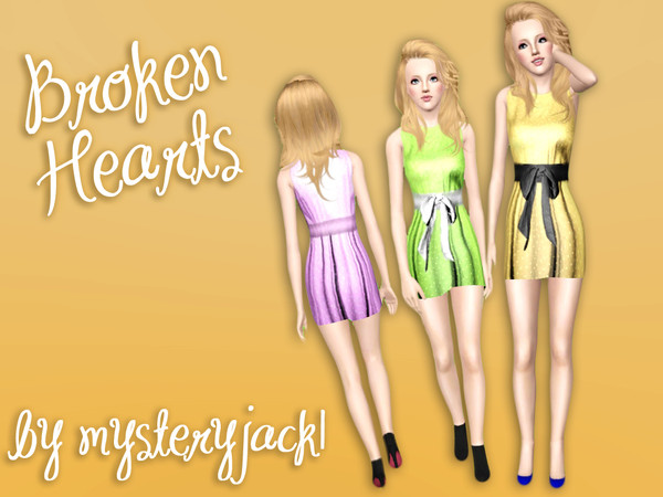 Sims 3 — Broken Hearts Dress by mysteryjack1 — An adorable dress with an oversized bow :)