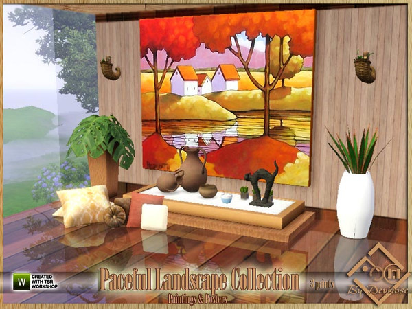 Sims 3 — Peaceful Landscapes Collection by Devirose — Beautiful landscapes, modern and thick brush strokes, a peaceful