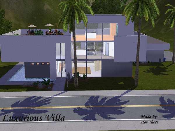 Sims 3 —  by howthere — This futuristic home has a very modern design. With rooftop decks, a lavish pool, and a private