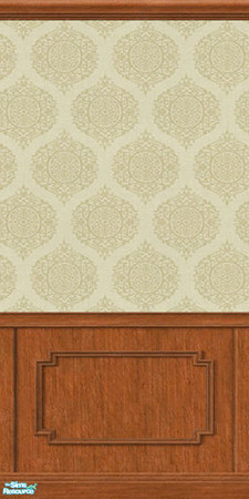 Sims 2 — Fairwinds Sand with Wainscoting by kaate — A set of scholarly wallpapers, ideal for the study, den or formal