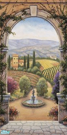 Sims 2 — Tuscan Mural #2 by nonafae — Tuscan mural, center panel, part 2 of 3