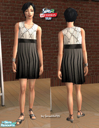 Sims 2 — H & M Baby-doll Dresses - Black \'n White Beaded by Simaddict99 — for adult & young adult
