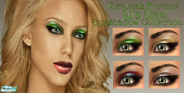 Sims 2 — Victoria\'s Fortune 60\'s Eyeshadow Collection by fortunecookie1 — Look like a 60\'s glamour girl with these