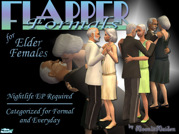 Sims 2 — NL Flapper Dresses for Elder Females by moonlitmaiden — Tired of few decent clothes for elders? Expand your