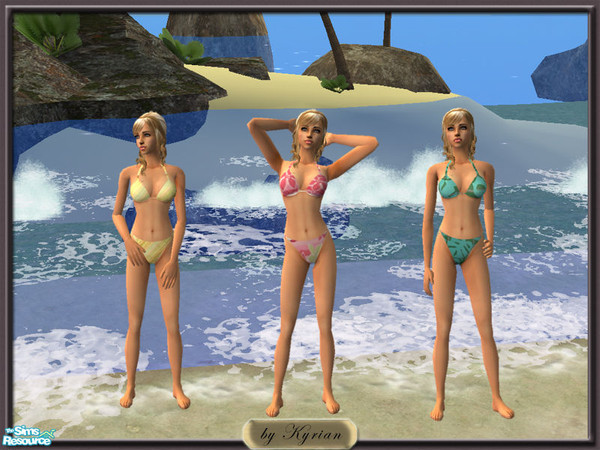 Sims 2 — Summer Bikinis by Kyrian — Relax in the sun in these stylish swimsuits! Includes 3 bikinis. Enjoy!