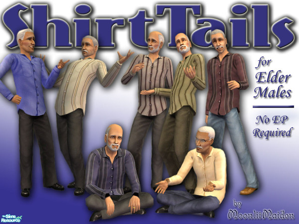 Sims 2 — Shirt Tails for Elder Males (No EP Required) by moonlitmaiden — Tired of few decent clothes for elders? Expand