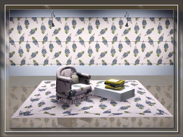 Sims 3 — marcorse_larkspur pattern by marcorse — Spikes of blue larkspur in a regular repeat pattern on a white