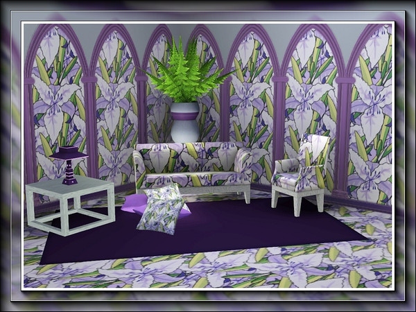 Sims 3 — marcorse_water iris pattern by marcorse — Japanese water iris in a pretty shade of blue tinged light purple . .