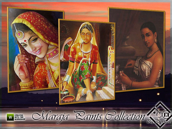 Sims 3 — Maraja Paints Collection by Devirose — Paintings inspired by India, with beautiful female figures.-3 paints in 1