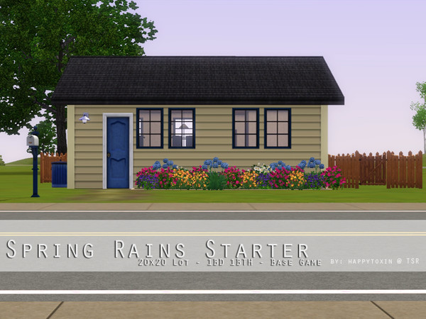 Sims 3 — Spring Rains Starter by happytoxin — Perfect for one, and cozy for two, this little starter has everything you