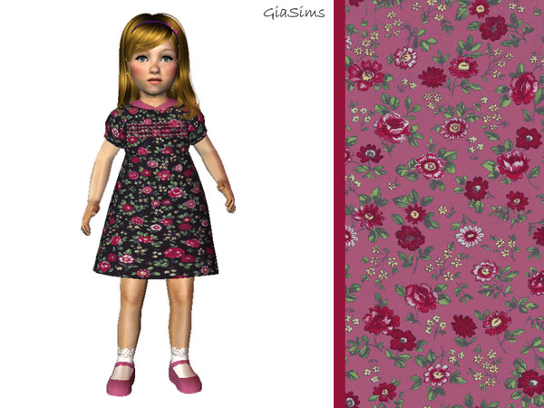 Sims 2 — Navy flowered toddler dress by giasims — Navy flowered toddler dress