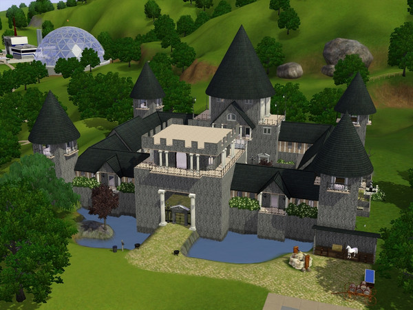 Sims 3 — Shadows Keep by ltoole — Fortress style castle is fortified yet comfortable. Includes moat, curtain wall,
