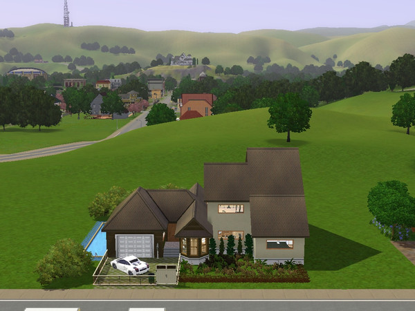 Sims 3 — Lonnicella by Xodess — One bedroom/one bathroom cottage-type house with a one-car garage and a car-spot (cars