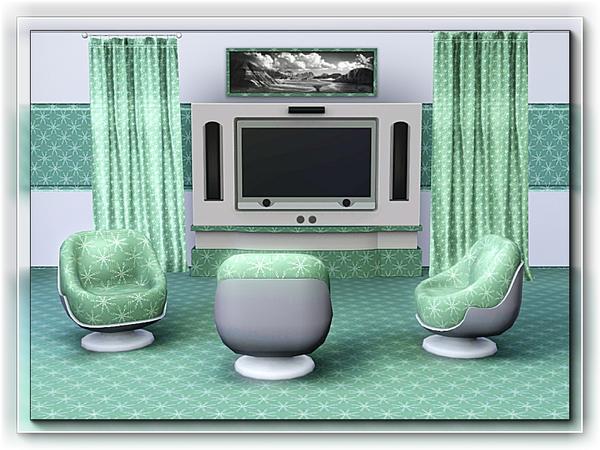 Sims 3 — marcorse_carpet compass daisy pattern by marcorse — An allover design of compass-starred daisies in green and