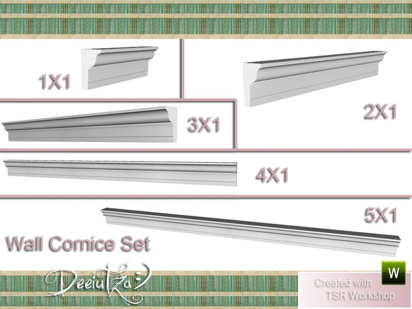 Sims 3 — Wall Cornice Set by deeiutza — Here is a set of 5 wall cornices of different dimensions: 1X1, 2X1, 3X1, 4X1,