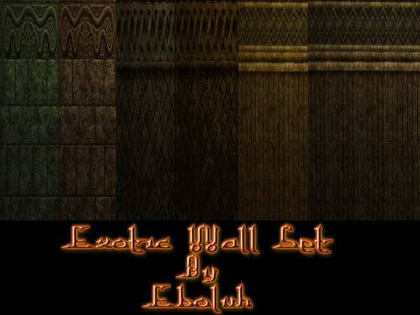 Sims 3 — Exotic Wall Set by Eboluh — This is a set of three (six in total, counting the extra variation) exotic stone