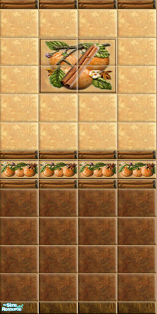 Sims 2 — SPICY ORANGE - tiled wall 02 by perelinka — Tiled wall with big spicy oranges.