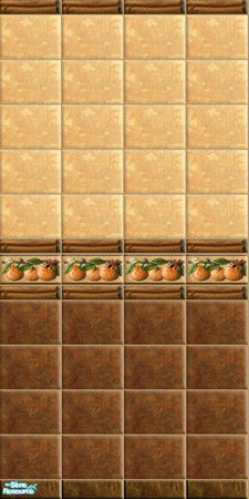 Sims 2 — SPICY ORANGE - tiled wall 01 by perelinka — Tiled wall with oranges - basic.