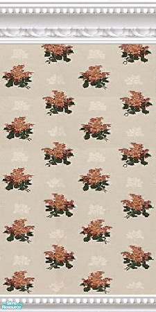 Sims 2 — jsf2WMBGRAutumnFloralF by jsf — Bouquets of flowers on a light tan ground in white marble beaded mouldings.