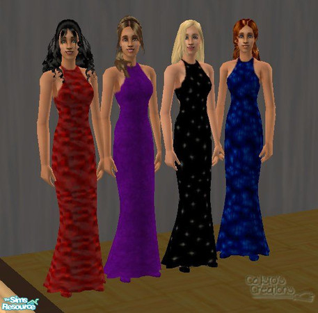 Sims 2 — Formals in rich colors by Callisto149 — Recolors of a NightLife EP formal. They are four very different