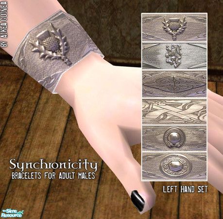 Sims 2 — Left Hand Bracelets for Adult Males - Celtic by aikea_guinea — Left-hand bracelets for Adult Males in six silver