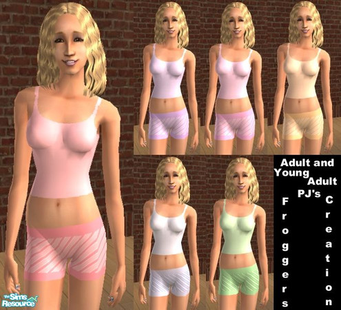 Sims 2 — Adult & YA PJ\'S and Undies by frogger1617 — Striped Pj\'s and Undies for your Sims.