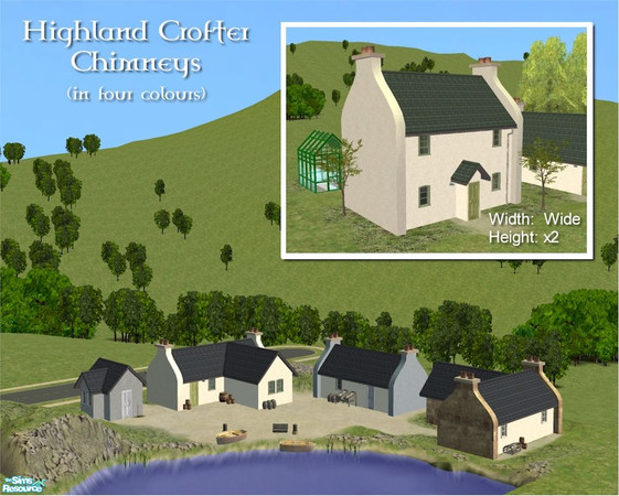 Sims 2 — Crofter Chimney (wide - for 2-floor buildings) by Cyclonesue — A decorative chimney mesh to transform simple