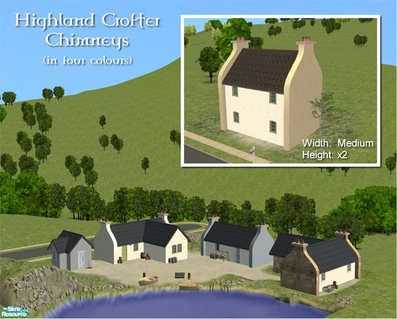 Sims 2 — Crofter Chimney (medium - for 2-floor buildings) by Cyclonesue — A decorative chimney mesh to transform simple