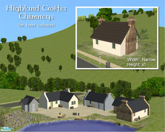 Sims 2 — Crofter Chimney (narrow - for 1-floor buildings) by Cyclonesue — A decorative chimney mesh to transform simple