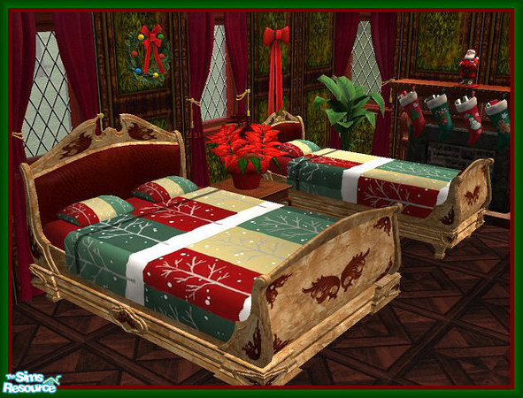 Sims 2 — Christmas Colors Bedding - 6 by galilea — Blocks of Christmas colors are sure to please that artistic Sim. Red,