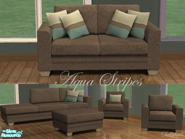 Sims 2 — Aqua Stripes Annie Modular Sofa by sallyhails — Recolour of blake boys fabulous Annie Modular Sofa. This file