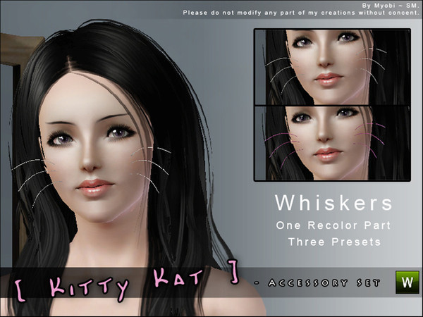 Sims 3 — [ Kitty Kat ] - Whiskers by Screaming_Mustard — A charming accessory set for your Sims to dress up in. ~