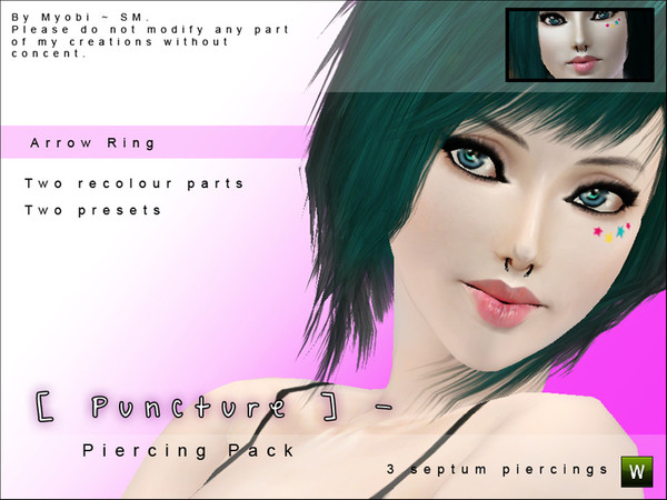 Sims 3 — [ Puncture ] Septum Piercing Pack V3 by Screaming_Mustard — Ola! Here is a set of three new septum piercings for