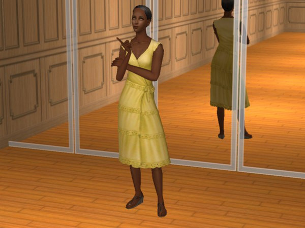 Sims 2 — Dress From Apartment Life Recolors - Light Yellow Dress From Apartment Life by Calia_M2 — Light Yellow Dress