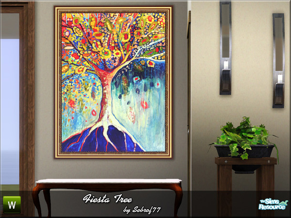 Sims 3 — Fiesta Tree v05-02-1239 by sebrof772 — Title: Fiesta Tree Category: Framed Abstract Art This painting costs 719