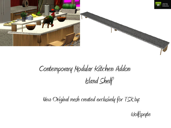 Sims 3 — Contemporary Modular Island Shelf by wolfspryte — part of the Contemporary Modular Kitchen Add-on Collection