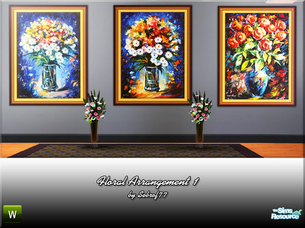 Sims 3 — Floral Arrangement 1 v05-03-0741 by sebrof772 — This set contains 3 floral paintings Each painting costs 484